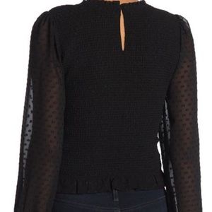 Laundry by Shelli Segal Black Long Sleeve Blouse Top
